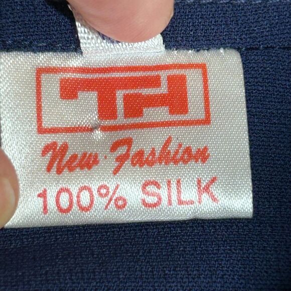 New Fashion Chinese Tang Jacket Shirt Mens Medium Blue Embroidered Silk Dragon - Picture 7 of 8